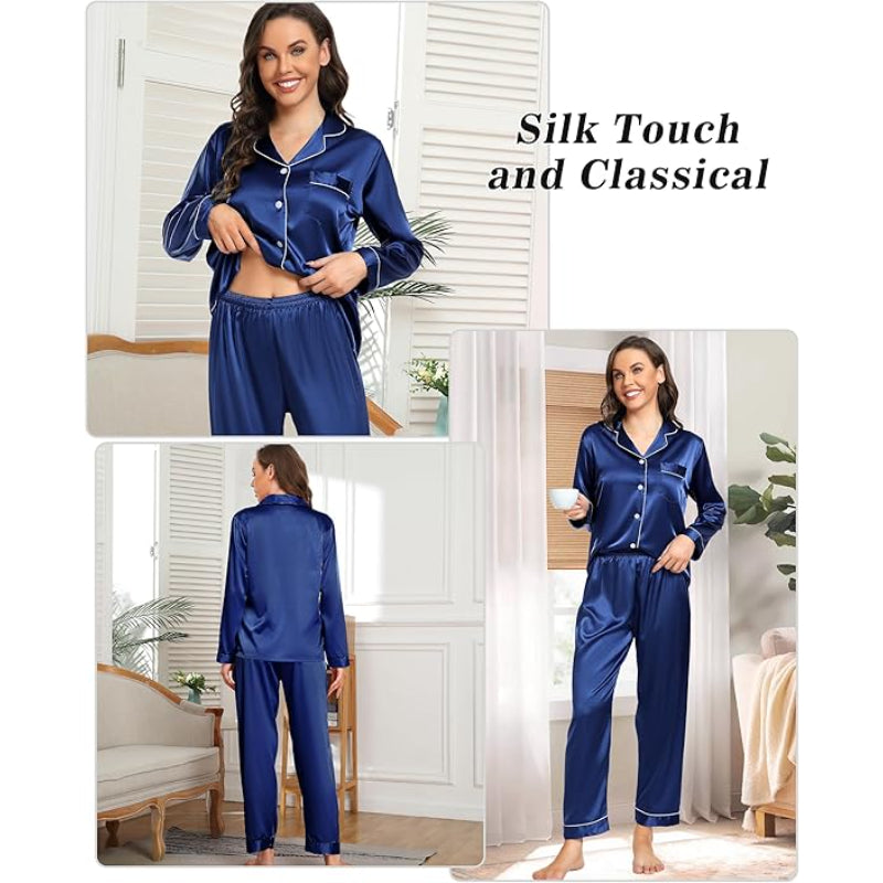 Luxurious Satin Silk Button Down Night Suit for Women Comfortable and Stylish Lounge Wear Sleepwear