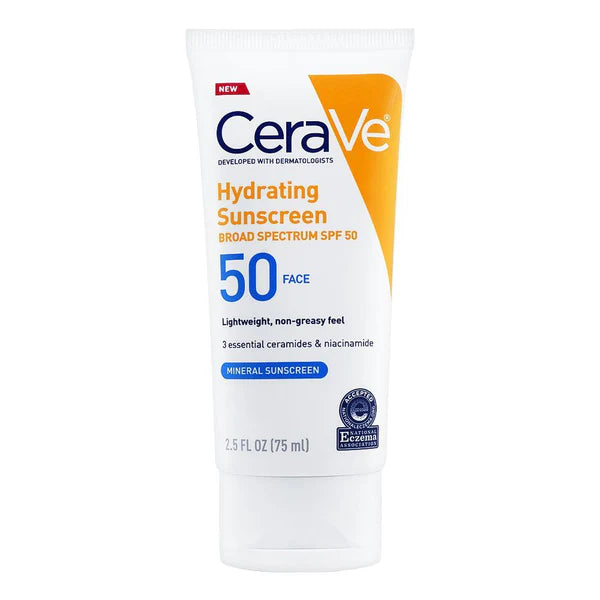 CeraVe Hydrating Mineral Sunscreen Face Lotion SPF50 2.5fl oz 75mL