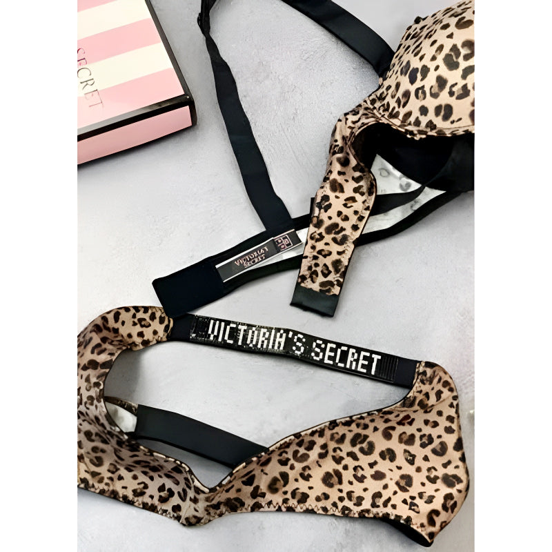 Stylish Lace Leopard Print Push-Up Bra and Panty Set – Luxury Lingerie for Confident Style and Comfortable Wear