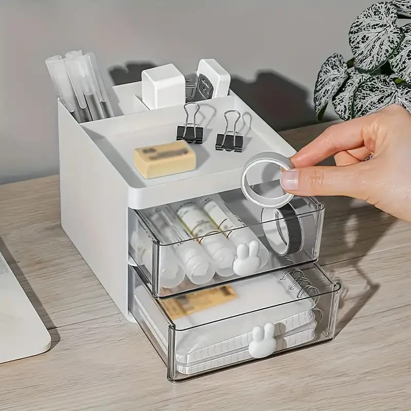 Rabbit Handle Clear Desk Organizer – Multi-Purpose Storage Solution