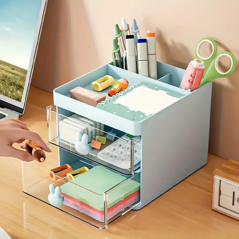 Rabbit Handle Clear Desk Organizer – Multi-Purpose Storage Solution