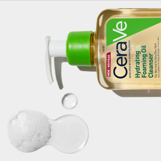 CeraVe Hydrating Foaming Oil Cleanser With Ceramides, Squalene Oil & Hyaluronic Acid, For Dry to Very Dry Skin, 355ml