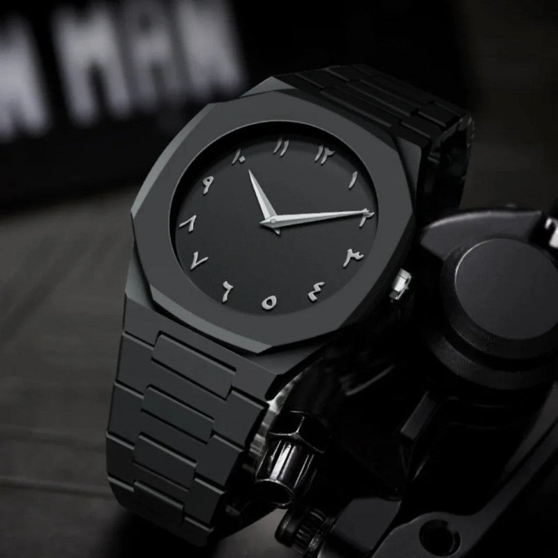 alt="Arabic Aura Black Watch for Men - Luxury Timepiece with Elegant Design"