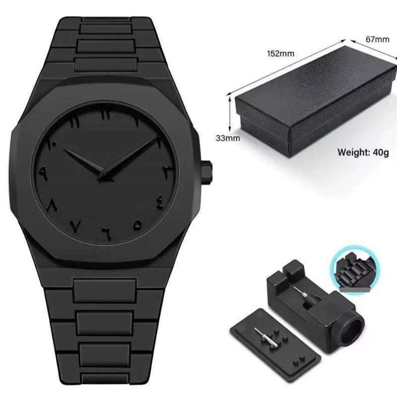 alt="Arabic Aura Black Watch for Men - Luxury Timepiece with Elegant Design"
