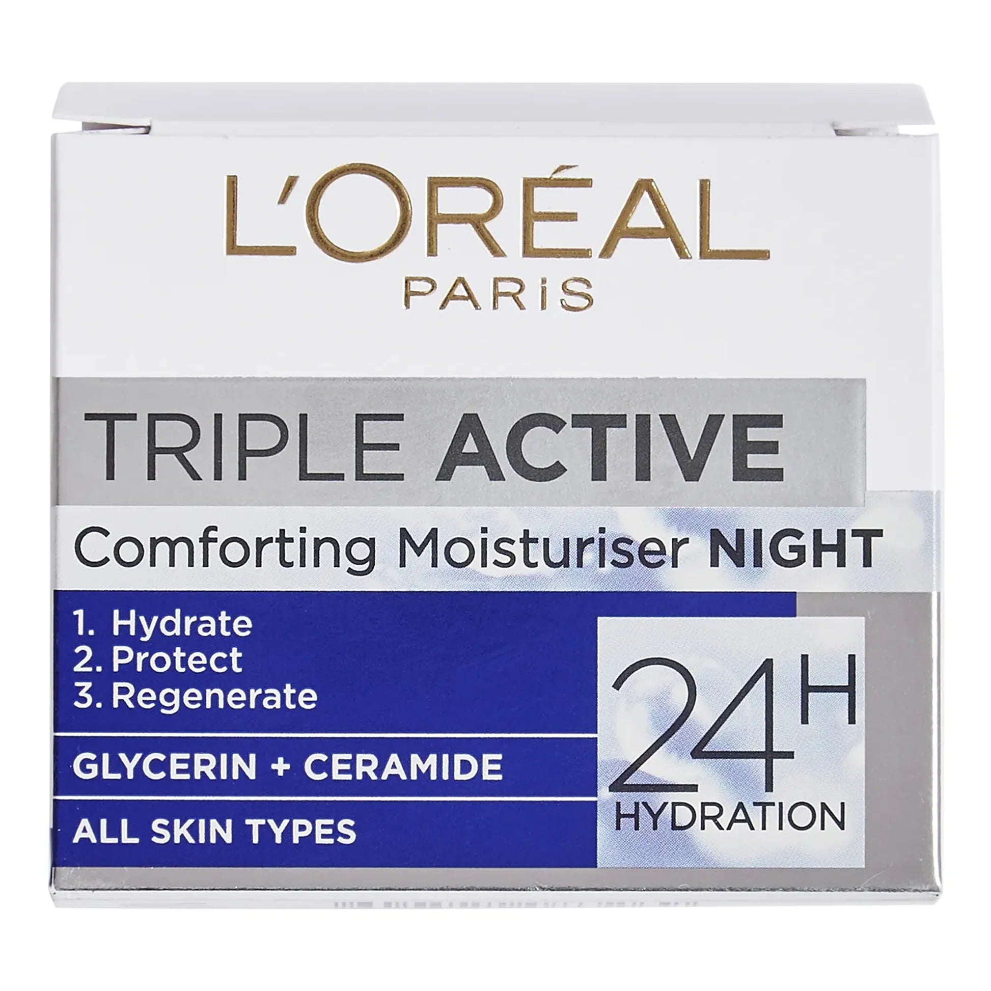 L’Oréal Paris Triple Active Comforting Moisturiser Night Cream (All Skin Types) – 24H Hydration